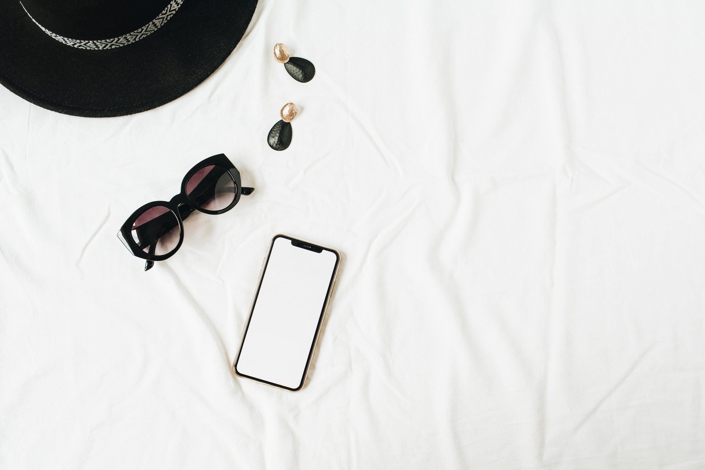 Smartphone and Fashion Accessories Flatlay